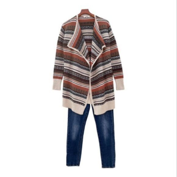 BB Dakota Southwest Print Open Front Knit Duster Cadigan Sweater Size M - Picture 5 of 9